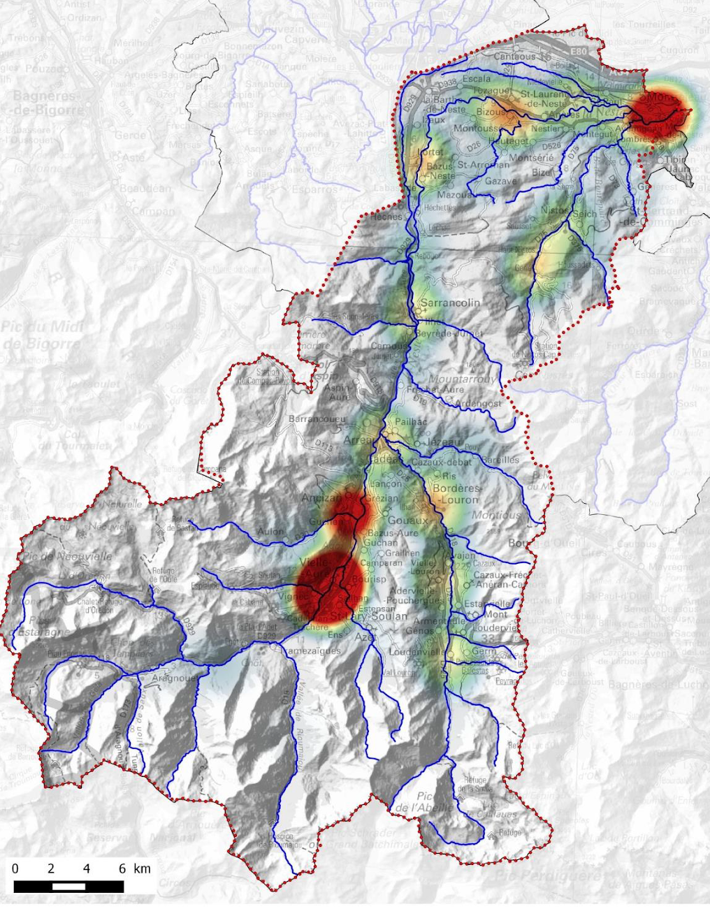 Densité de population soumise au risque inondation sur le territoire du PAPI